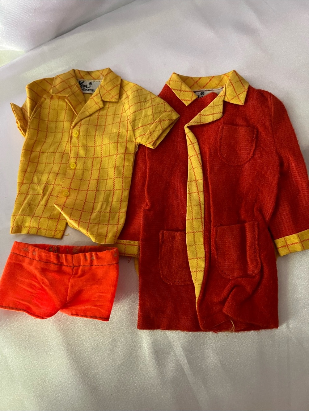 Ken Vintage 1969 #1428 “Breakfast at 7”Plaid Shirt w/Orange Robe & Shorts